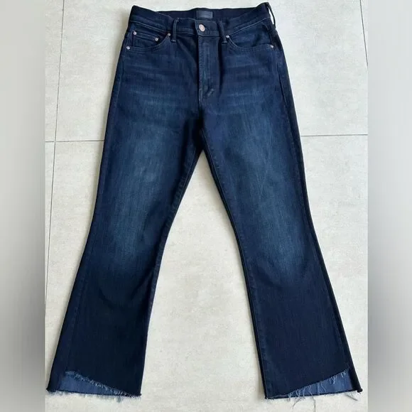 MOTHER Denim The Insider Crop Step Jeans Fray in After Party Wash size 25